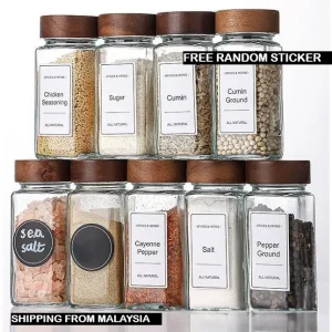 Acacia Wood Glass Seasoning Jar