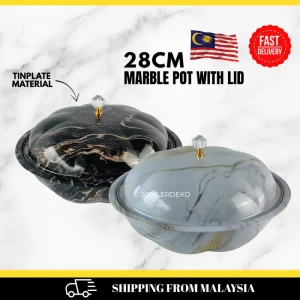 Marble Pot Material Tinplate dengan Tutup 28cm