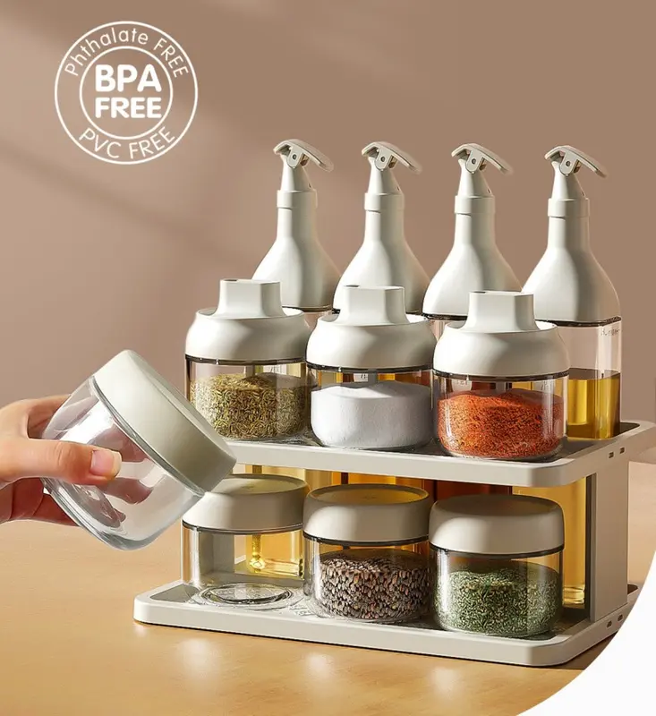 Glass Oil Bottle Dispenser Set