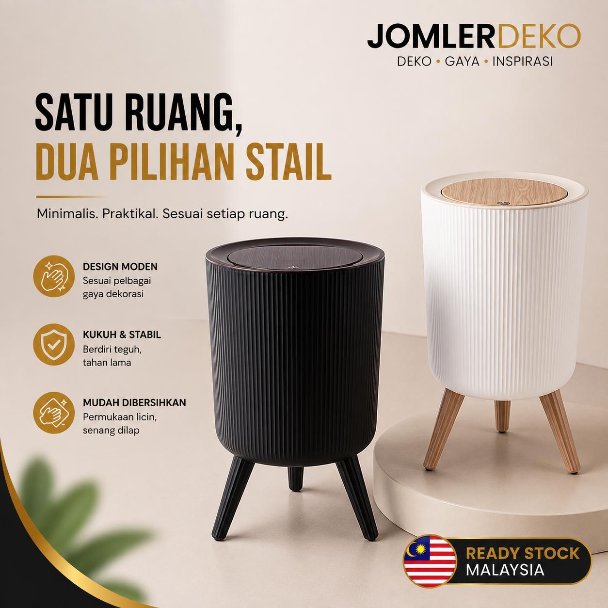 Tong sampah 7L putih dan hitam