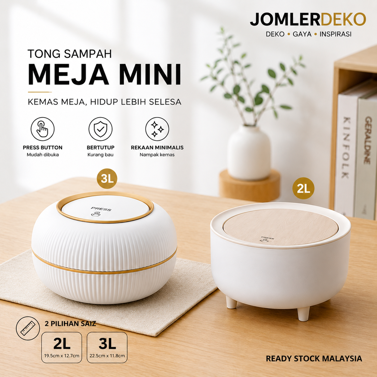 Tong sampah meja mini 2L dan 3L